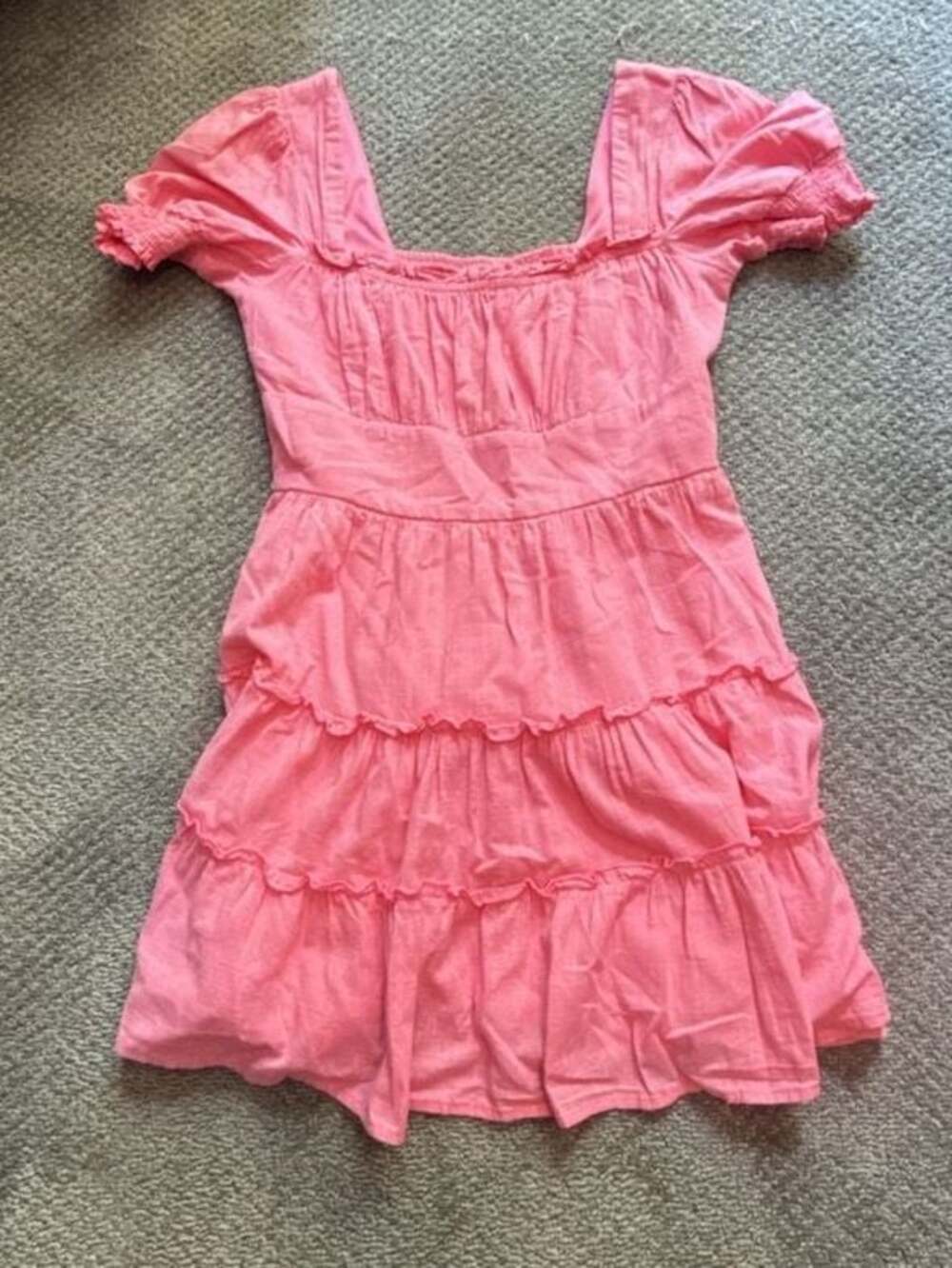Altar'd State Josephine Puff Sleeve Tiered Mini Dress